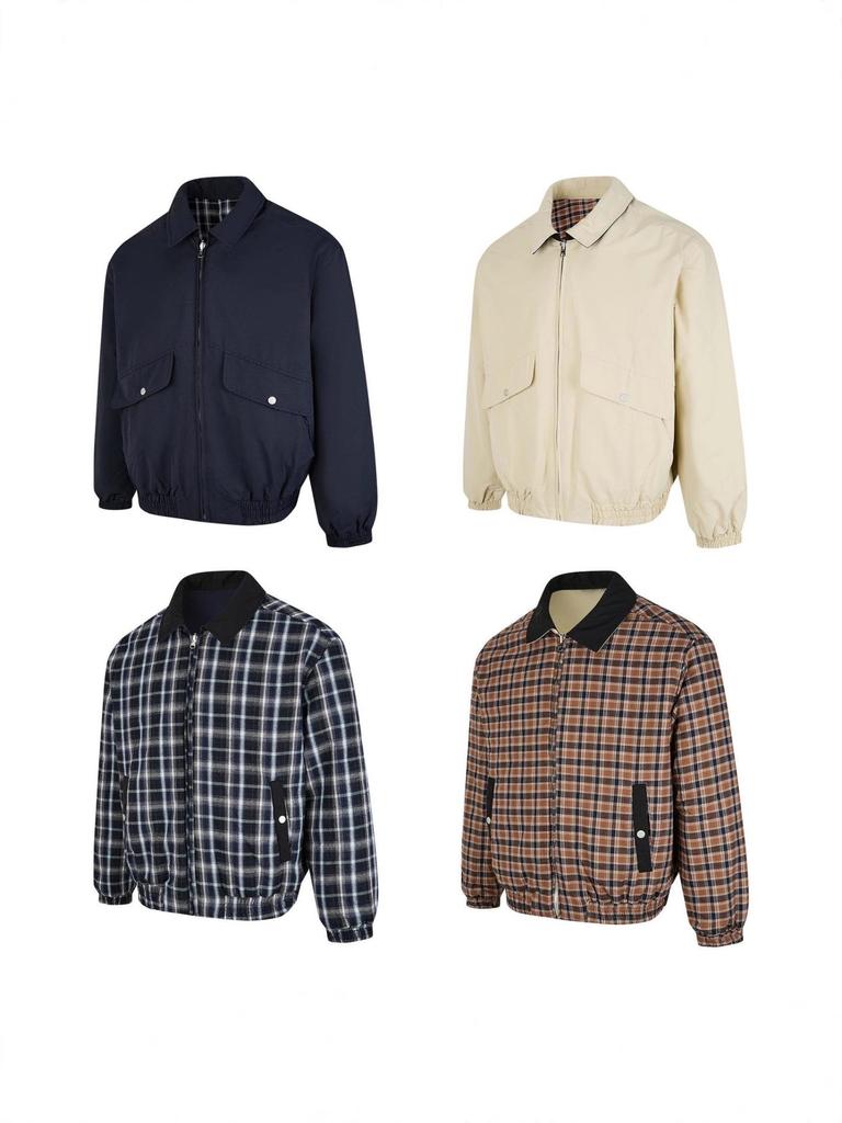 EME Yisheng Yi Retro Plaid Double-Sided Lapel Jacket for Men: Old Money Style, Autumn/Winter Outerwear