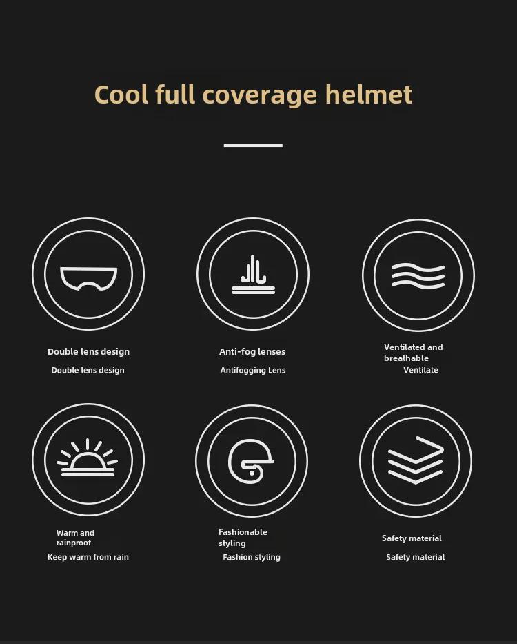 Men's Electric Bike Winter Full Helmet: Motorcycle Style, Safety Certified.