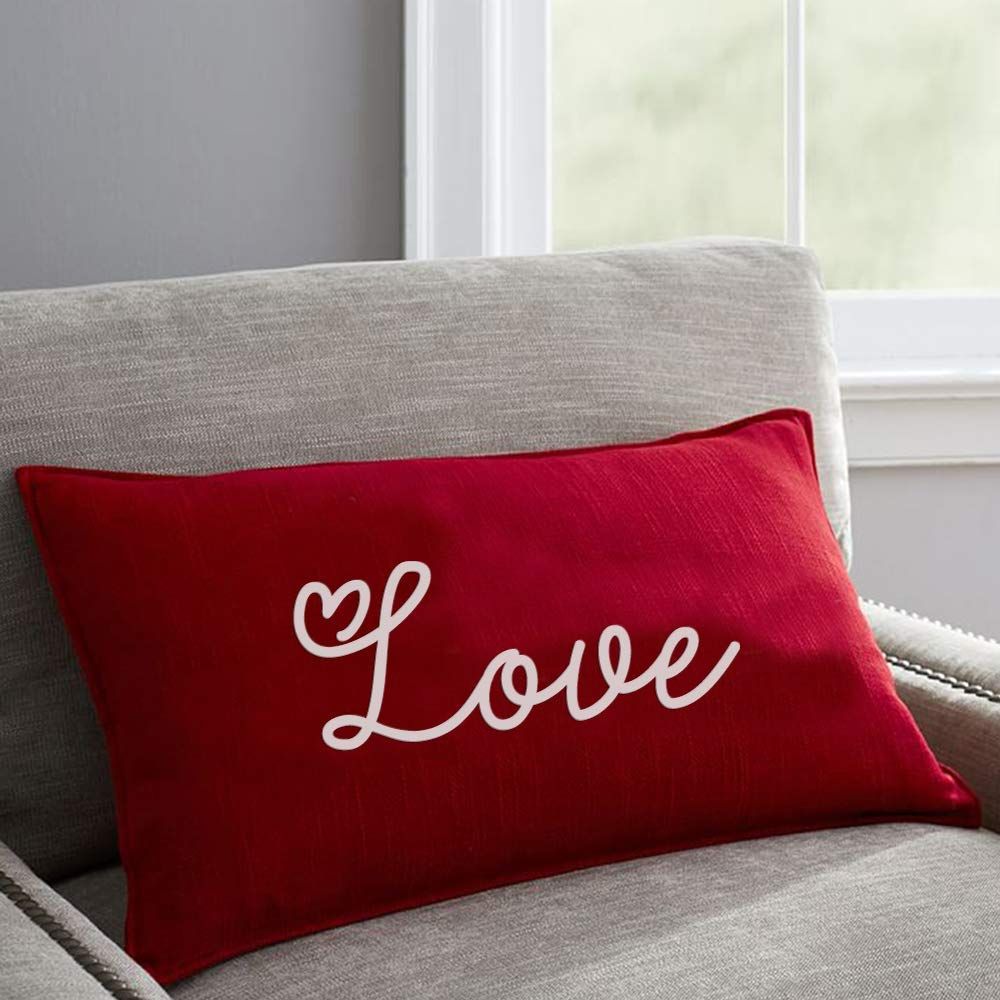 

Polyester Plush Velvet Embroidered Love Cushion Throw Pillow for Christmas (1 Pc) - Cute Valentine s Day Gift for Couples