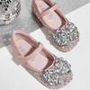 Girls' Elsa Princess Crystal Rhinestone Performance Flats - Non-Slip, Soft Sole
