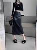 High-End Mid-Length PU Leather A-Line Midi Skirt, Autumn/Winter 2025 Fashion