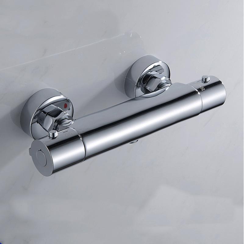 Vollkupfer Wandmontiertes Thermostatisches Duschset mit Wannenmischer & Temperaturregulierungsarmatur