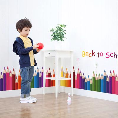 Cartoon Bunte Stifte Wandaufkleber für Kinderzimmer Wohnzimmer Hintergrund Selbstklebend Abnehmbare Tapetenbordüre Aufkleber