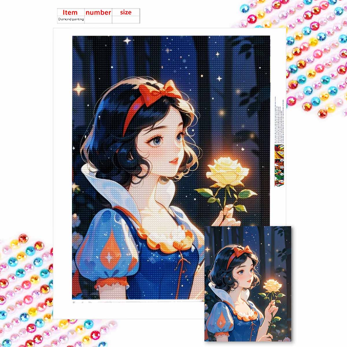 

Алмазная живопись своими руками Розы и Белоснежка Набор для вышивания крестом Мозаичное искусство Алмазная живопись Полный круглый алмаз Домашнее украшение Round 20x30cm