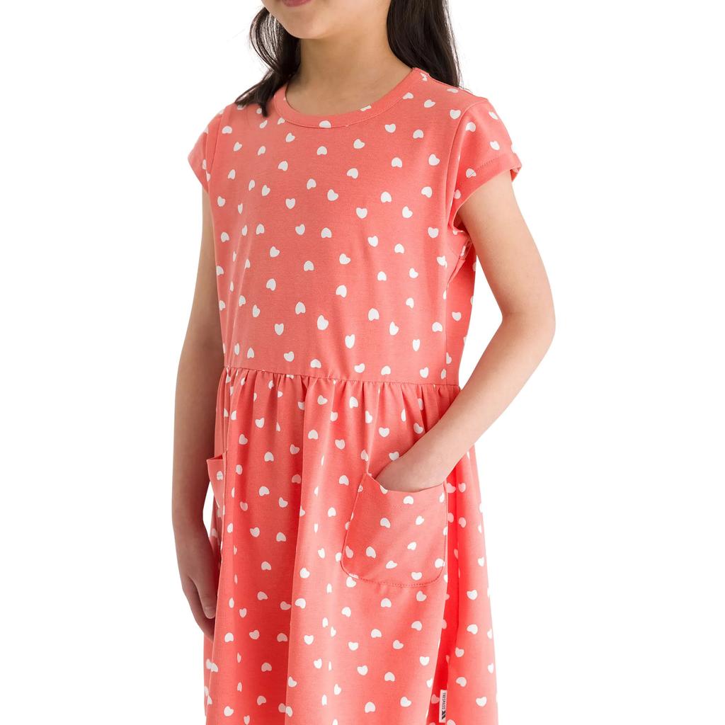 Girls Happiness Heart Short-Sleeved Dress