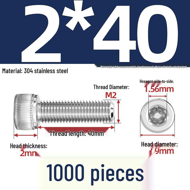 304 Stainless Steel Hex Socket Head Cap Screws, M2-M10, Extended Length