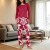 Damen Freizeit-Schlafanzug-Set mit Print, Rundhalsausschnitt und Lockerer Passform für Nachtwäsche und Loungewear