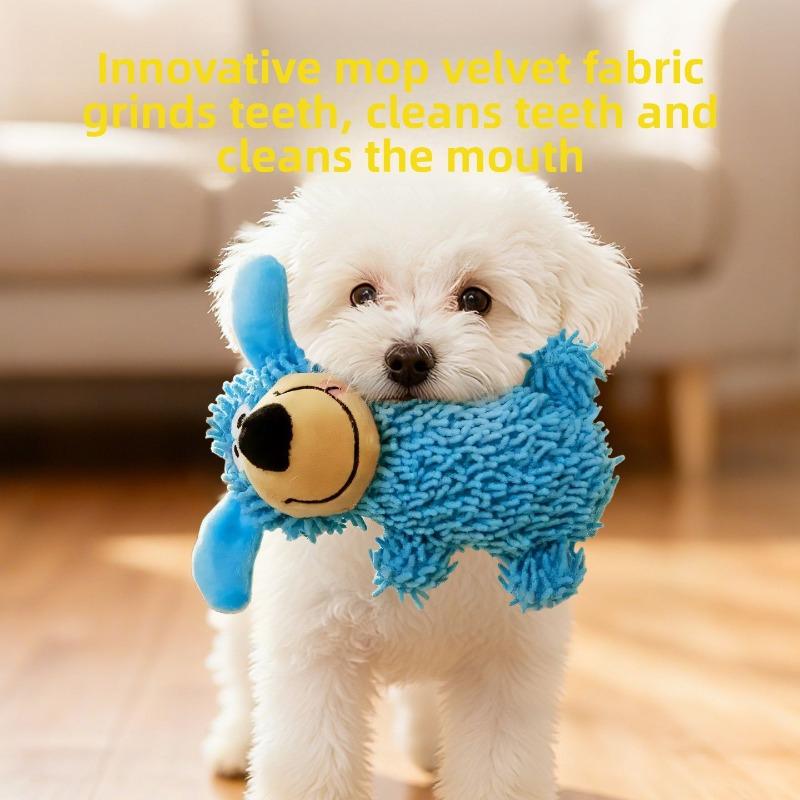 Mop Plush, Cute Dog Biting and Making Sounds, Throwing and Grinding Teeth Toys, Large and Small Dog Training Interactive Plush Toys