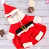 Pet Dogs Clothes Small Pet Festival Costume with Santa Claus Hat Doggy Winter Warm Clothes Outfit Photo Props Suit