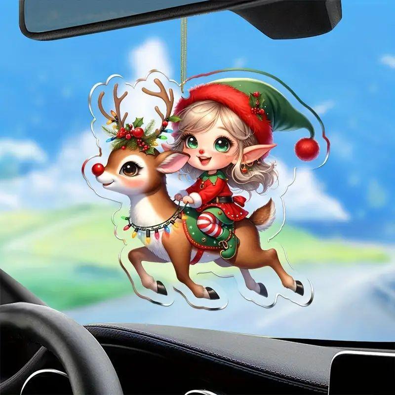 Colorful Acrylic Cartoon Keychain Ornament Unique Car Interior Decor For Cheer Holiday