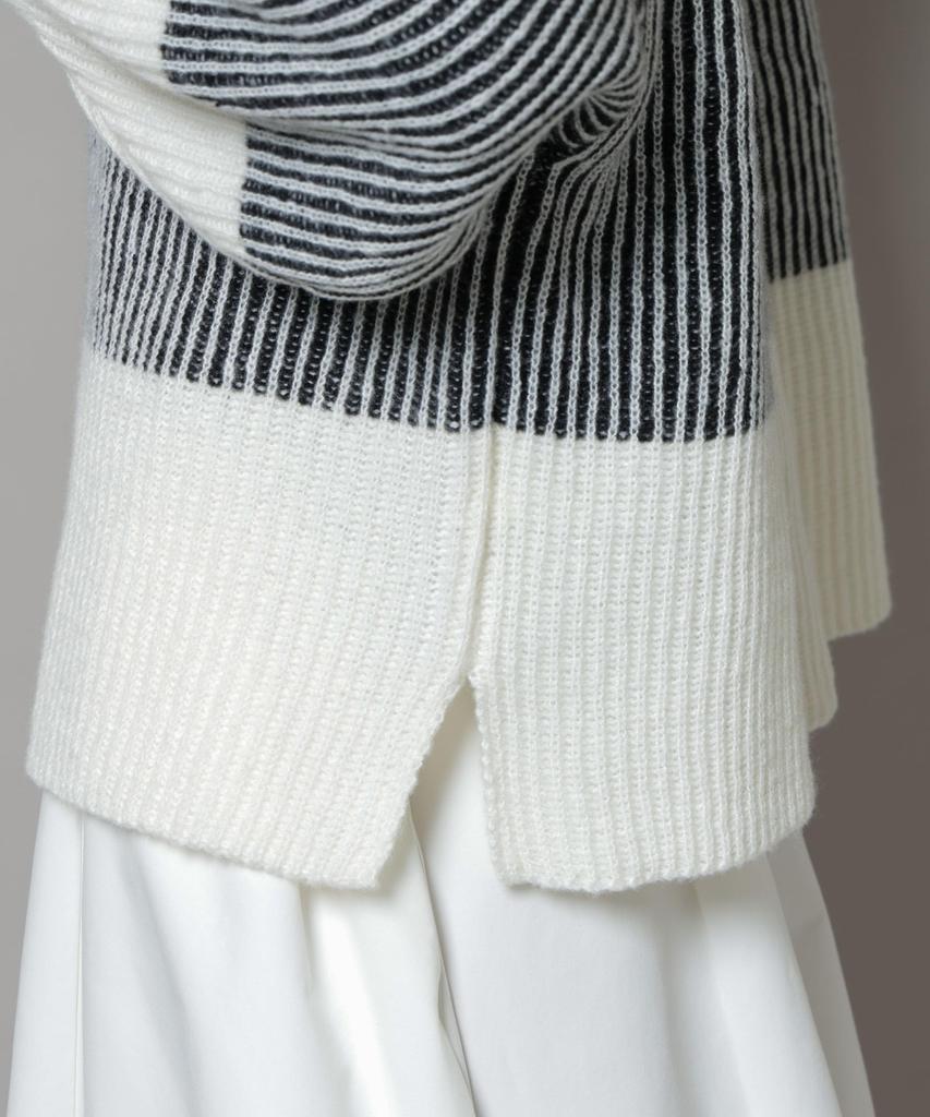 Nano Universe Shadow Stripe Knit Size Size Pullover, Women's, F, 110, Blue, 673-5222303