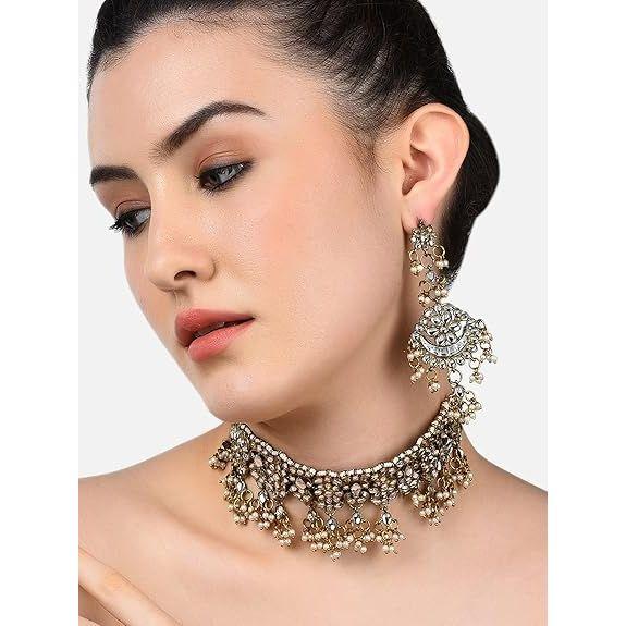 Traditional Kundan & Pearls Necklace Set For Women