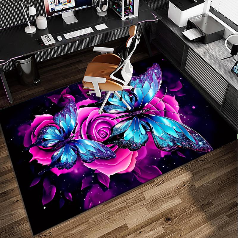 Neon Butterfly Dreamscape Office Rug Chair Mat, Entryway Carpet, Suitable for Front Door, Bedroom, Living Room, Desk, Holiday Gift
