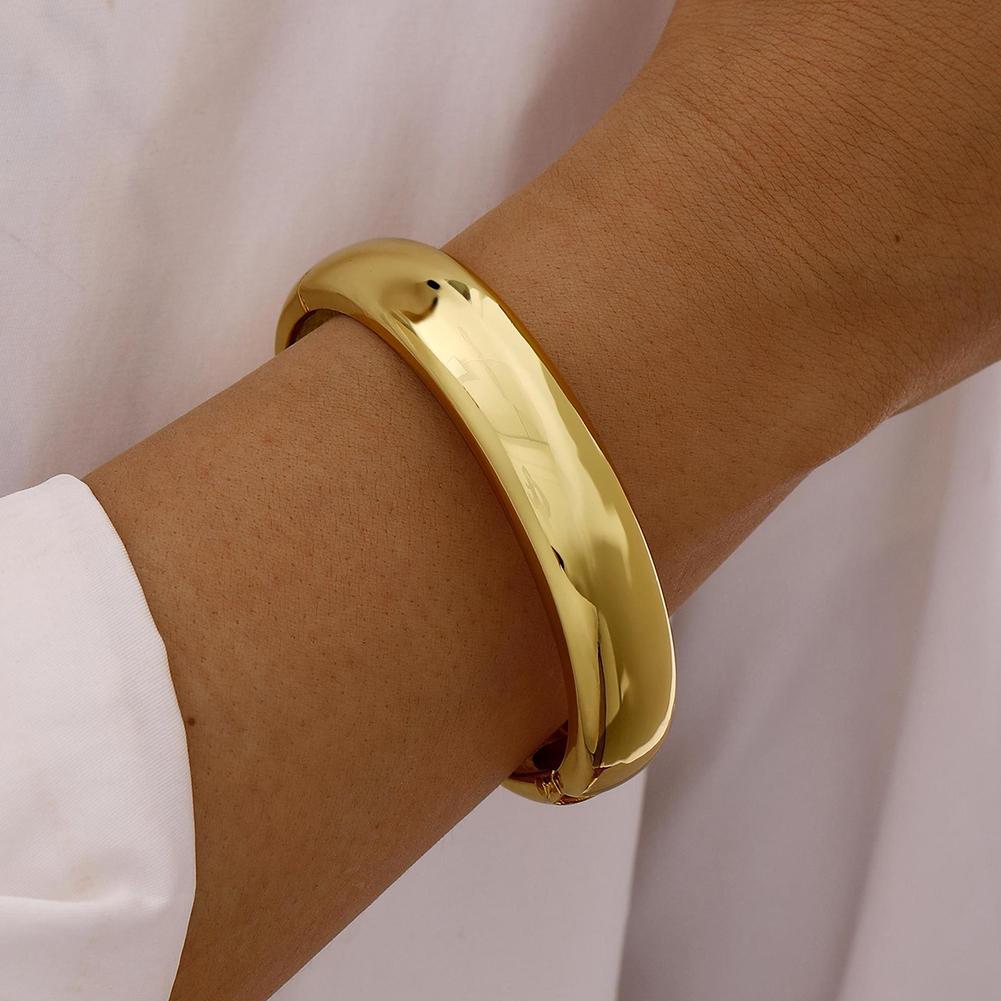 Mirror Polished Open Wide Bangle Simple Personality Exaggerated Smooth Bracelet Luxury Light Luxury Jewelry