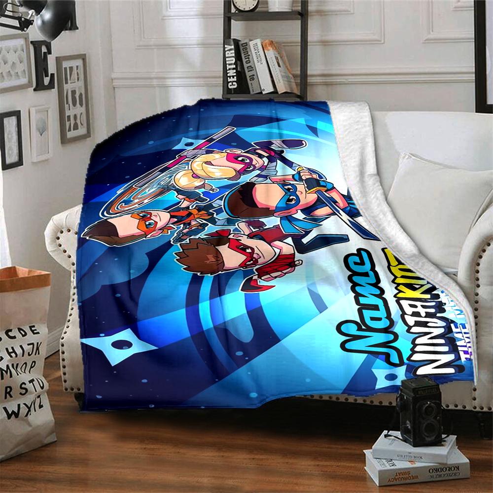 Custom Name Ninja Kidz Theme Printed Blanket - Perfect for Couch, Bed, Travel & Outdoor Use | Machine Washable, Cozy & Durable.