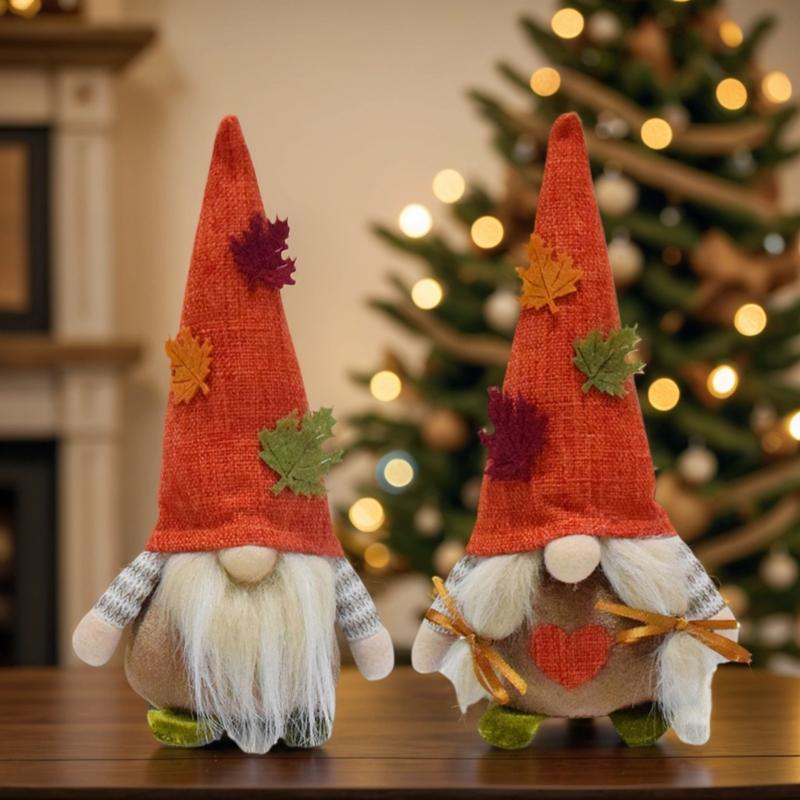 Autumn Maple Gnomes Doll Soft Flannel Fabric Craft Seasonal Display For Mantle Decorations And Gift Giving Decors