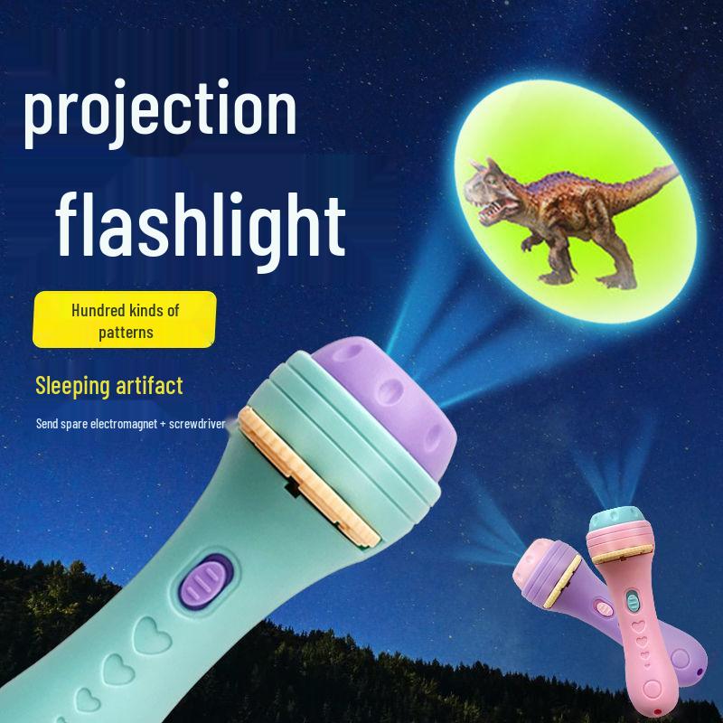 Available Children's Cognitive Cartoon Animal Projector Flashlight for Early Education