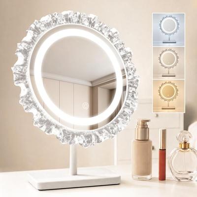 Makeup Mirror - NETTLIFE - 30×38 Cm - LED 3 Modes (3000-6500K) - Adjustable Intensity - Modern White