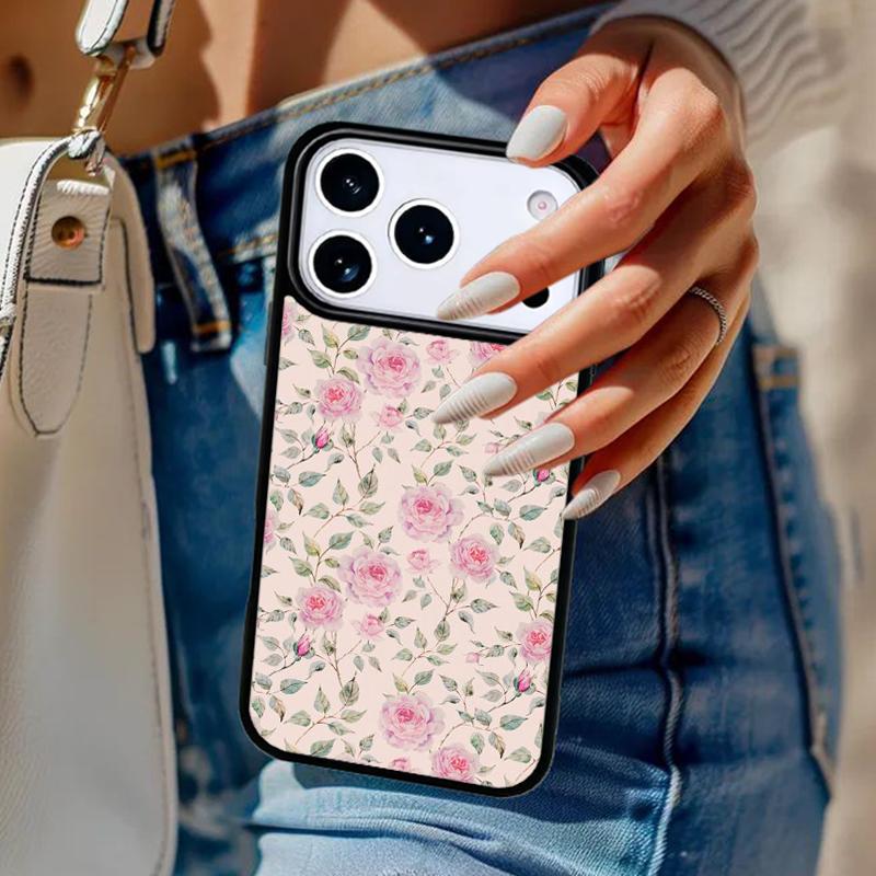 Vintage Flower Phone Case For iPhone 17 Air 14 15 13 12 Max Cover For Apple 16e 11 Pro Max Plus Coque