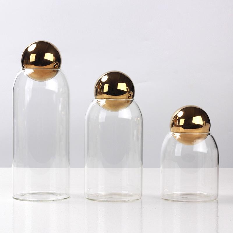 Modernes, leichtes, luxuriöses Vorratsglas aus Glas, kreatives Wohnzimmer, Modellzimmer, Couchtisch, Aufbewahrungsdose für Bonbons, Schreibtisch-Dekoration, Ornamente