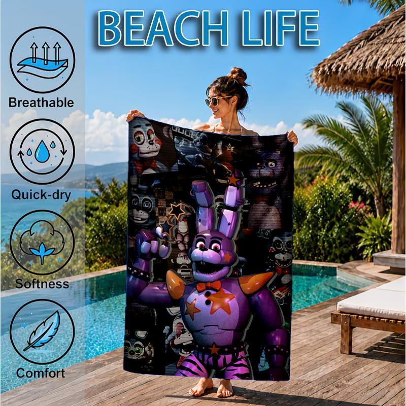 Fnaf Character Collage Beach Towel, Microfiber Beach Towel, Perfect For Pool, Beach, Travel, Home Decor Beach Party Fan gifts