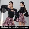 Damen Nationaler Standard Latein Jumpsuit Langarm Latein Tanz Übung Leotard Ballsaal Modern Dance Jazz Bodysuit