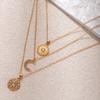 Diamond necklace jewelry multi-layer stacking geometric light luxury high-end pendant sun collarbone chain