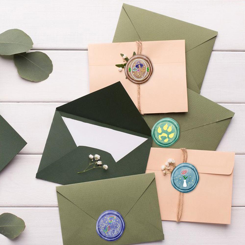 1pc Mushroom, Paw Print, Sunflower In a Bottle Pattern Wax Seal Stamp, Sealing Wax Solid Brass Stamp Heads Removable