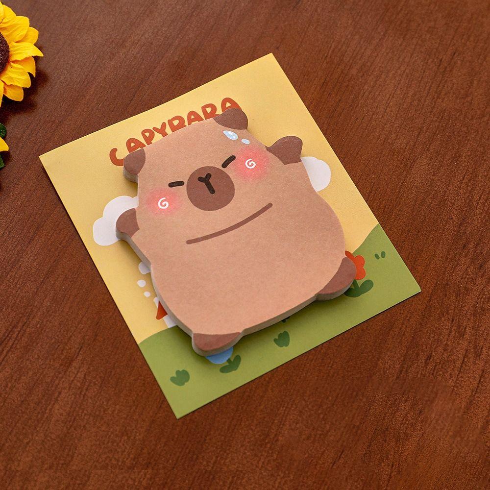 4 Pcs/Bag Durable N Times Sticky Notes Kawaii Message Paper Capybara Memo Pad  Students
