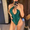 New Cut Out Halter Monokini Backless One Piece Swimsuit Women Swimwear Female High Leg Cut Padded Bather Bathing Suit Swim
