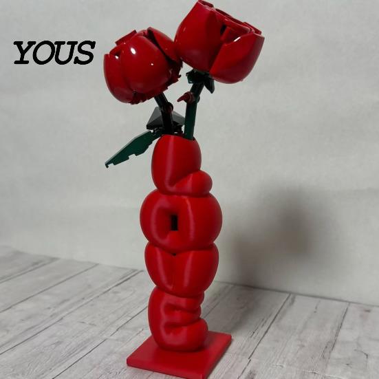 Delicate Texture Vase Decorative Flower Vase, Love Shape Design Letter Stacking 3D Printed Smooth Surface Ornament for Valentine Day