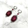 Victorian Gothic Geometry Multi-faceted Oval Black Red Crystal Hoop Earrings for Women Halloween Charm Jewelry Accessories Gift