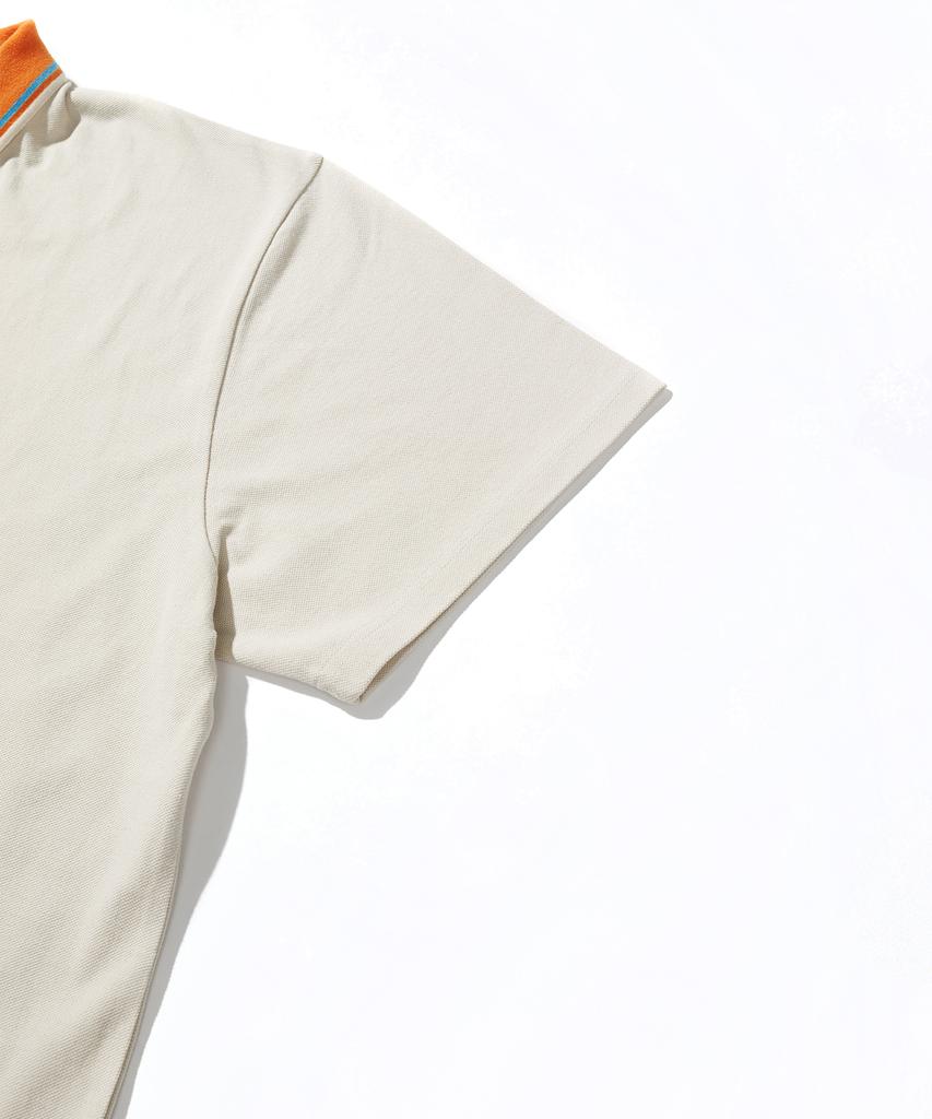 SOUNDSLIFE Big Fit Stripe Collar Polo Shirt Beige