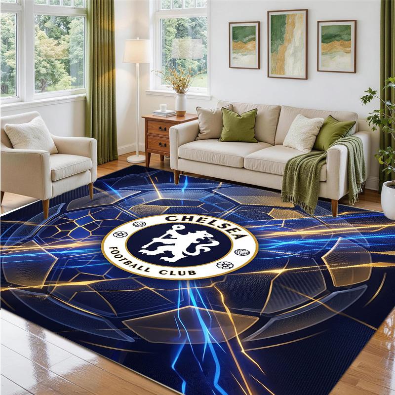 Chelsea FC Design Crystal Velvet Rug Soft Decorative Mat for Bedroom Entrance