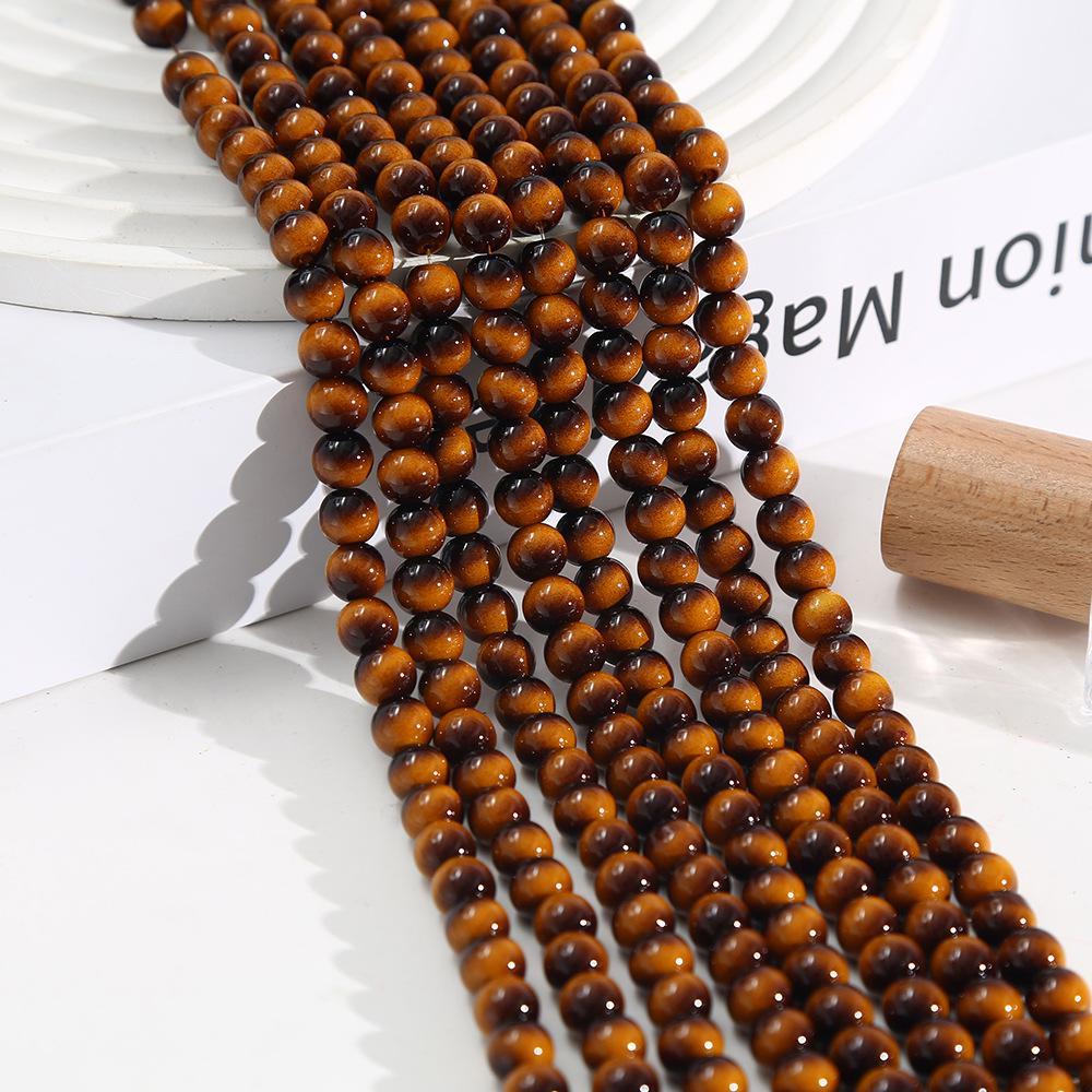 High-Quality Imitation Yellow Tiger Eye Gemstone Glass Beads for DIY Bracelets and Ornaments