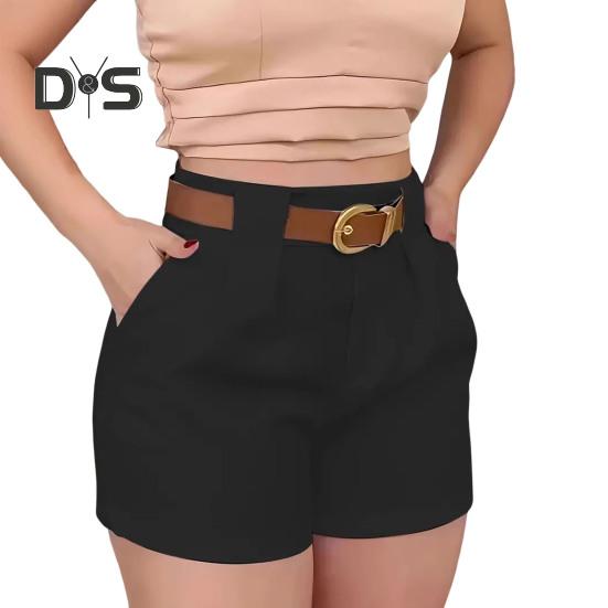 

Женские летние шорты с высокой талией, застежкой-молнией на пуговицы, широкие шорты с карманами, свободные, удобные шорты S чёрный