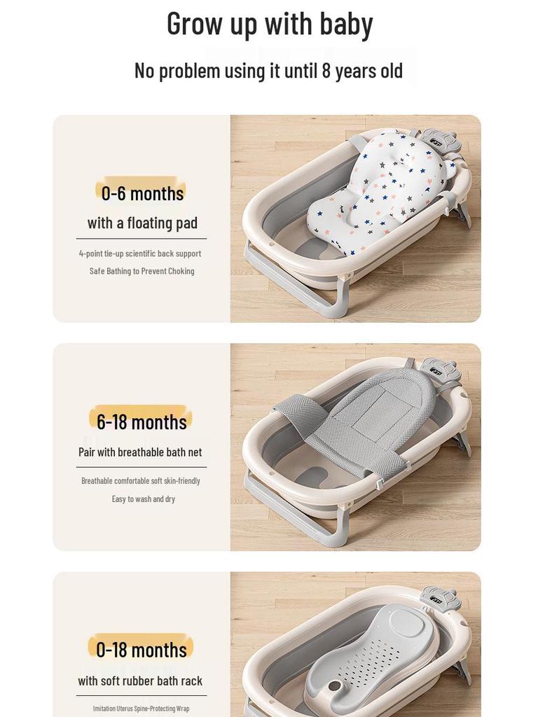 Foldable Baby Bathtub - Large, Reclining, for Toddlers & Newborns