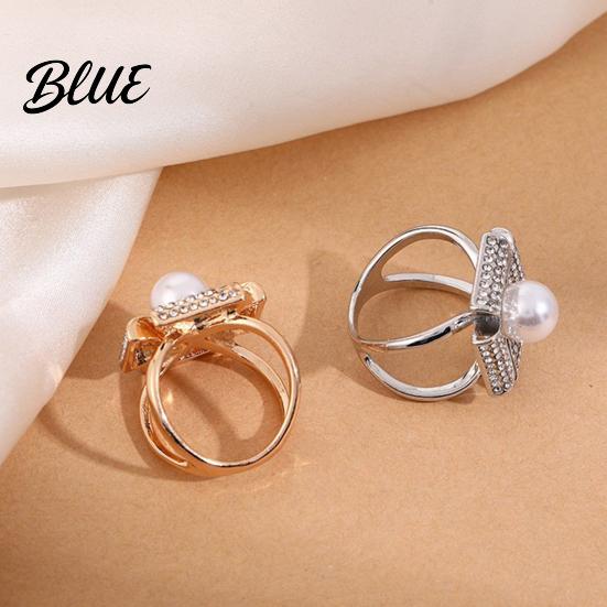 Luxury Scarf Ring Accessory Rhinestone Geometric Ring Sparkling Elegant Faux Pearl Holder Women Decorative Wrap Holder for Neckerchiefs Scarves