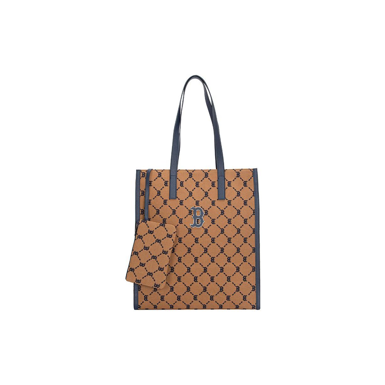

MLB Boston Red Sox Retro Large Logo Color Block Vertical Tote Bag Unisex Tote Bags 3AORM012N-43BGD Blue Brown Multicolor
