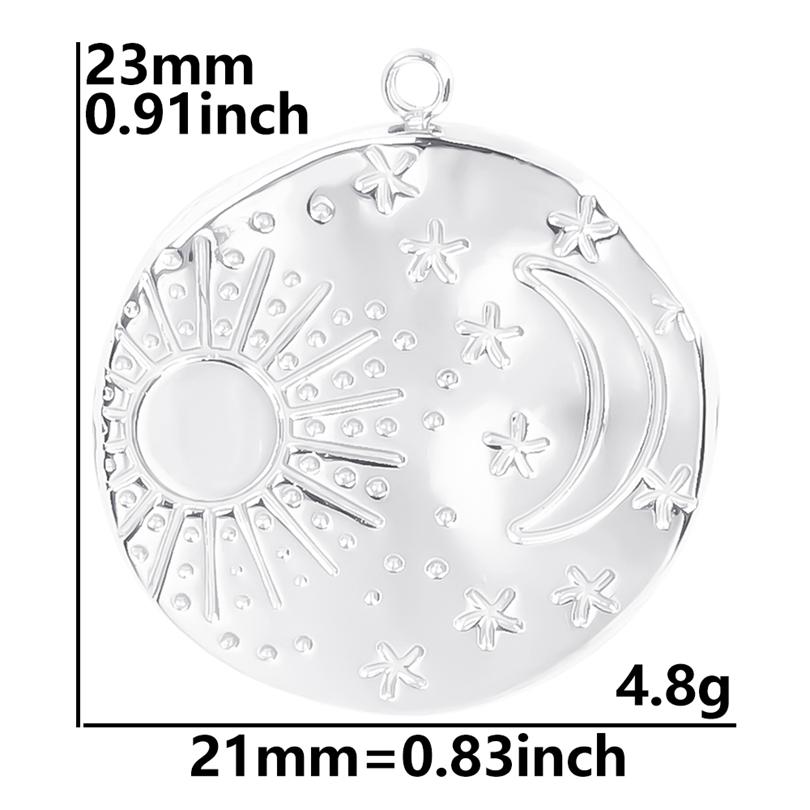 100% Stainless Steel Charms For Jewelry Making Supplies Moon Pendant Star Sun Fashion Accessories Rectangle Round Charm Breloque