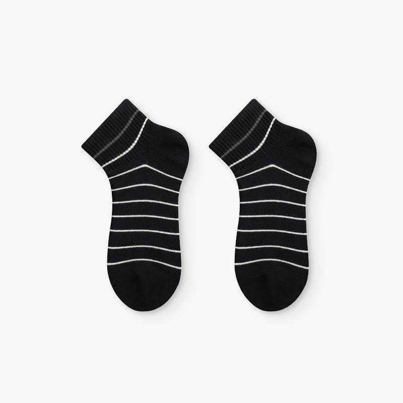 

Дышащие полосатые носки-лодочки Plusox для мужчин и женщин — летние, тонкие, впитывающие пот, нескользящие, с низким вырезом. couples size 37-43 boneless чёрный