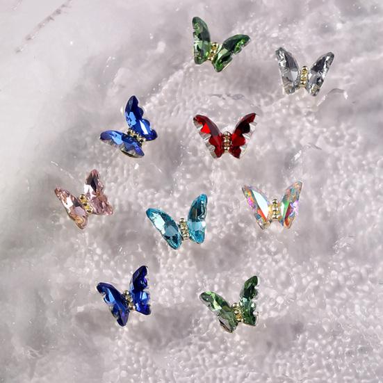 10 Pièces Décor Faux Ongles Brillant Art Tridimensionnel Ne Décolore Pas DIY Cristal Manucure Artisanat Ongle Papillon