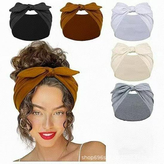 Solid Color Knotted Rabbit Ear Yoga Sport Headband - Sweat-Proof & Elastic