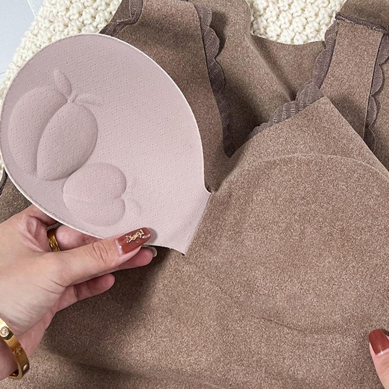 Warme Unterwäsche Damen Gepolstert Verdickend Basistop Slim Nahtlose Unterwäsche Herbst und Winter