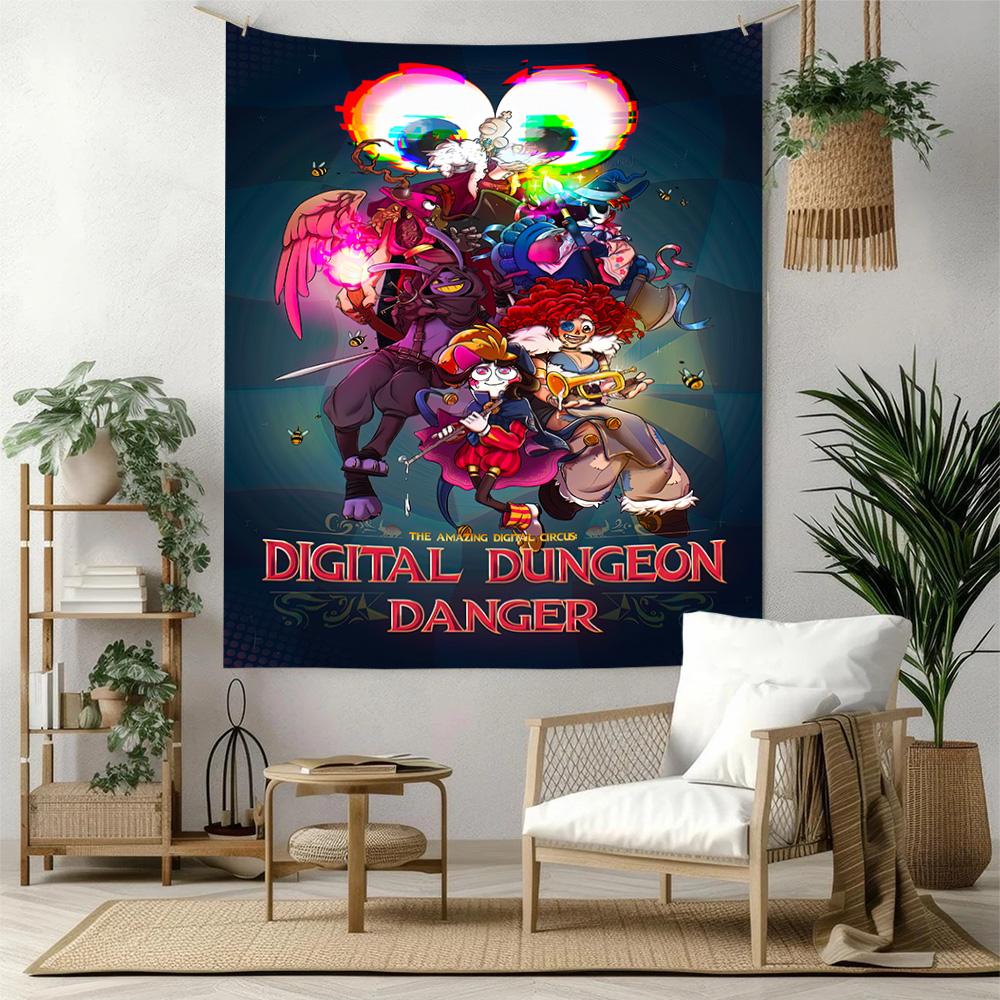 Digital Circus Wall Decor Tapestry Art For Pet Memorial Birthdaywedding Party Backdrop Family Gift