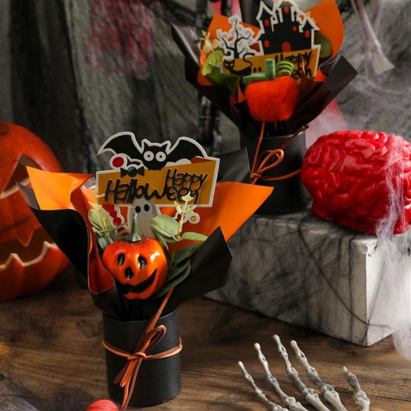 Practical Plastic Halloween Floral Feature Bats Pumpkins For Indoor And Outdoor Holiday Decoration