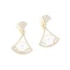 Classic fashion versatile diamond fan earrings gold-plated two-color pearl earrings without pierced earrings women's earrings