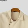 INCERUN Oversized Men Lapel Neck Half Sleeve Oblique Placket Casual Loose Shirts