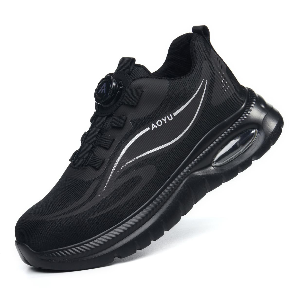 

Rotating Button Safety Shoes Men Steel Toe Sneakers Breathable Black Work Shoes Man Safety Sneakers Women Protective Sneakers 37 чёрный
