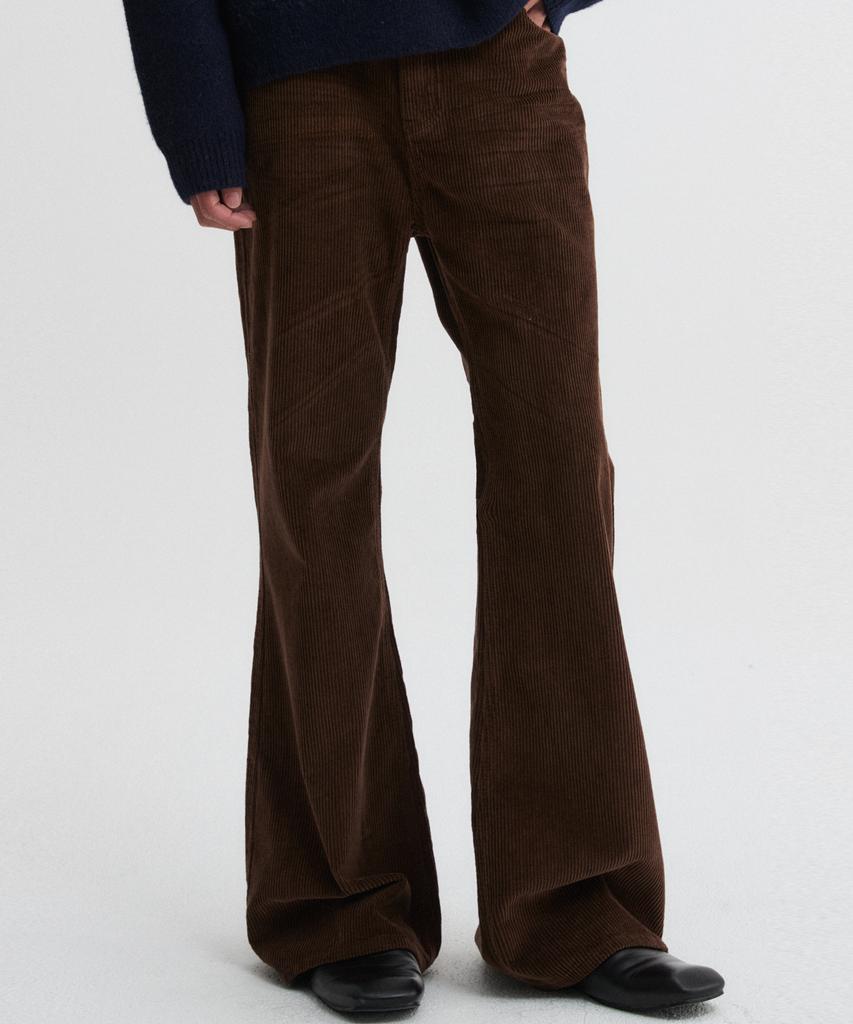 DNSR Embossed Washed Corduroy Flare Pants Brown